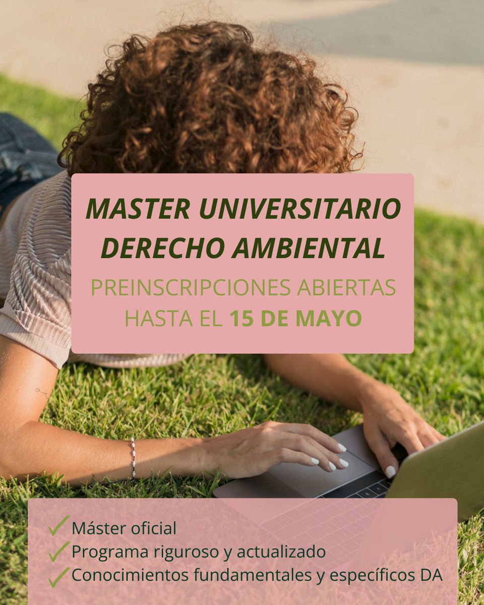 CEDAT (@cedaturv) on Twitter photo 🌍 ¿Te interesa el #DerechoAmbiental?
🎓 El Máster en Derecho Ambiental de la <a href="/universitatURV/">Universitat Rovira i Virgili</a> te forma para proteger el planeta con herramientas jurídicas.
📝 ¡Preinscripciones abiertas!
🔗 bit.ly/3E2K5y0
#CEDAT #Máster #URV #Sostenibilidad #GreenLaw 🌍 ¿Te interesa el #DerechoAmbiental?
🎓 El Máster en Derecho Ambiental de la <a href="/universitatURV/">Universitat Rovira i Virgili</a> te forma para proteger el planeta con herramientas jurídicas.
📝 ¡Preinscripciones abiertas!
🔗 bit.ly/3E2K5y0
#CEDAT #Máster #URV #Sostenibilidad #GreenLaw