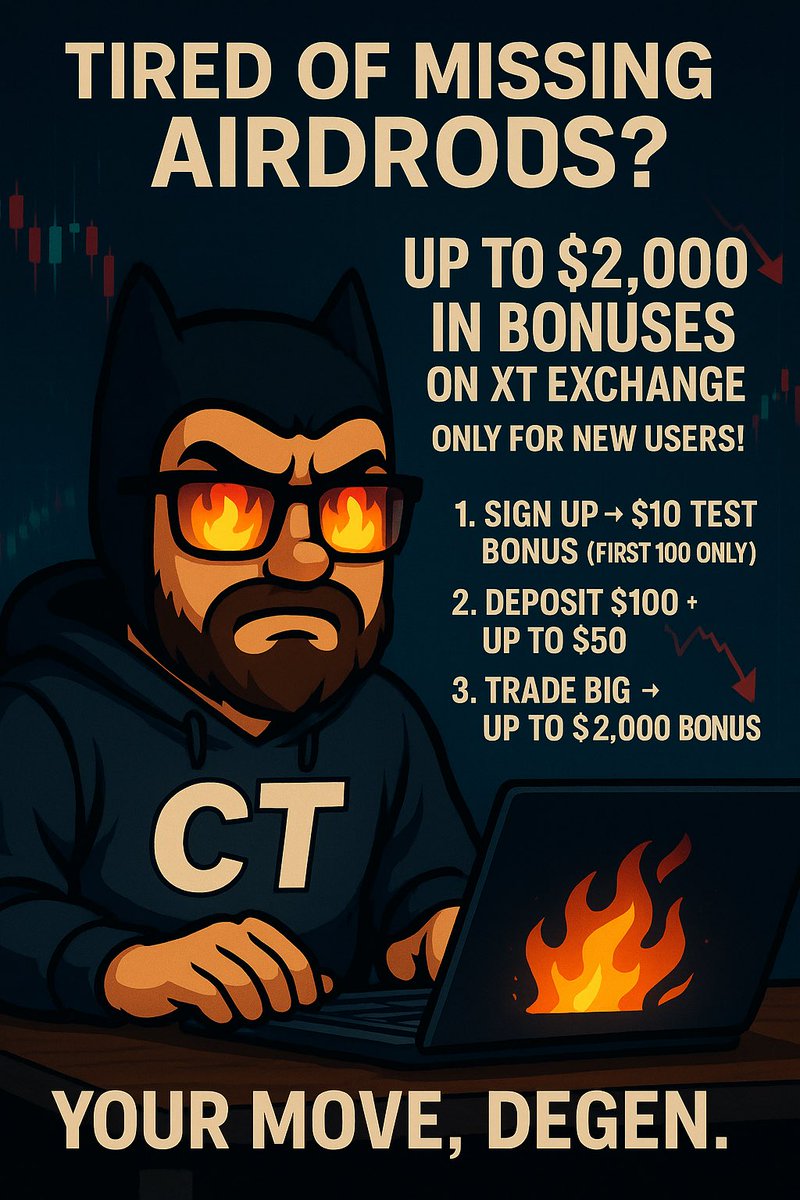 BatmanX0777's tweet photo. Up to $2,000 in bonuses on XT Exchange — no strings, just trades.
Only for new users!
21–28 April

https://t.co/1pkCFMnQfl

#CTBAR  #XTExchange #Futures https://t.co/vfBUMu0Fwi