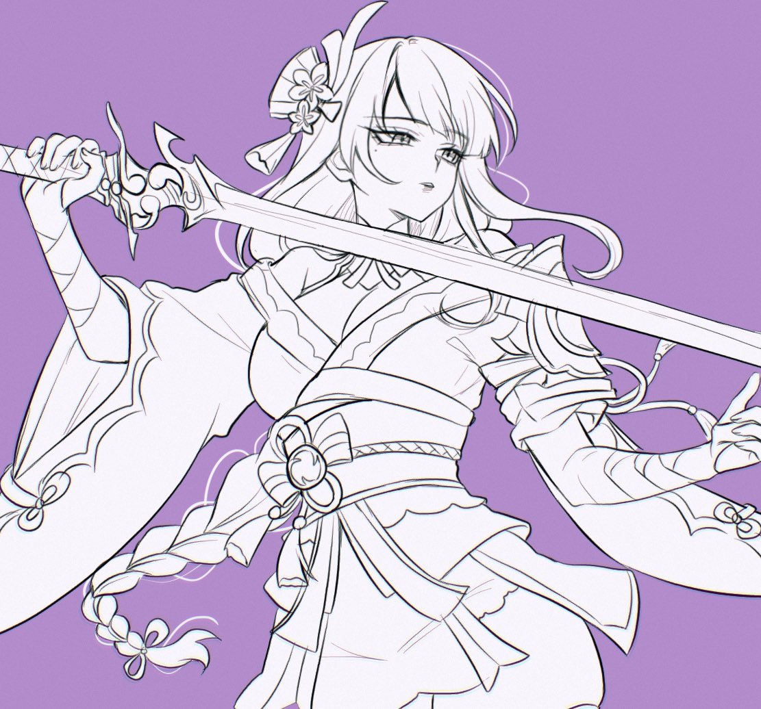 雷神バアル 「Raiden shogun sketch i did a while ago」|🌸Sasu🌸のイラスト