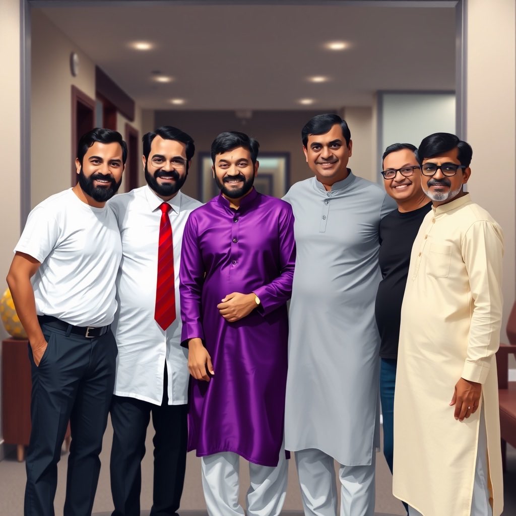 sureshdammu's tweet photo. Here is the digital painting of the group of five men, capturing their smiles and the essence of the moment in a modern office setting. #askai #chataskai #codeway https://t.co/ovUOfxO7T0