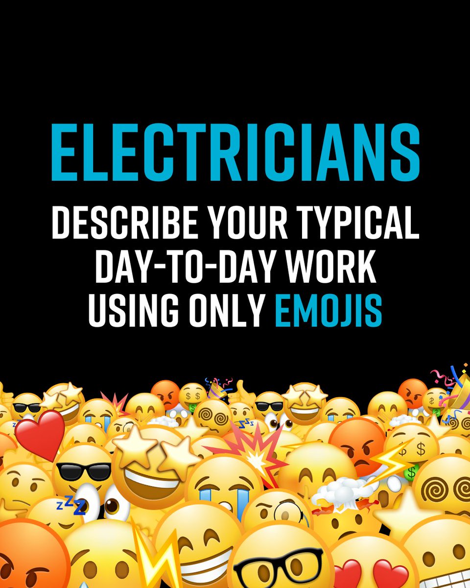ELECTRICIANS 📢

Describe your typical day-to-day work using only emojis.

GO 👇

#electrician #electricianuk #sparky