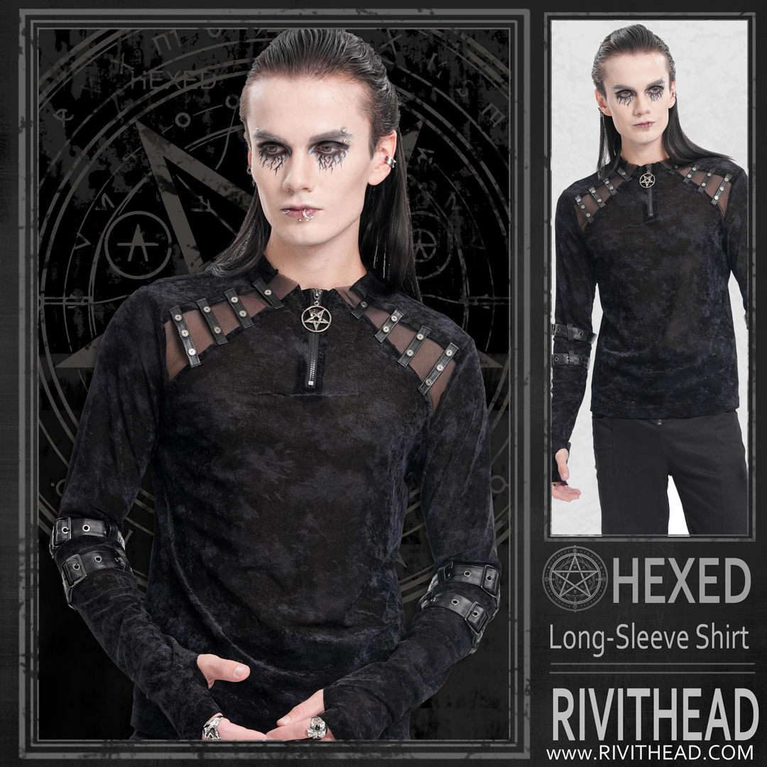 Rivithead's tweet photo. Straps. Mesh. A pentagram charm. The Hexed Shirt is made for those who don’t just wear goth—they own it. 🖤

https://t.co/ziMr6c943U

#Rivithead #gothicfashion #gothic #gothicstyle #OccultFashion #DarkAesthetic #AltStyle #DarkWear #GothWardrobe #AlternativeClothing https://t.co/J4jdRABa2F