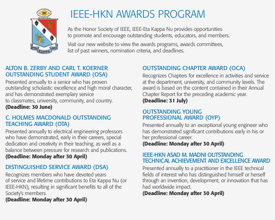 Nomination deadlines for IEEE-HKN Awards are coming up! Head over to our website and complete your nominations today: hkn.ieee.org/awards #HKNAwards