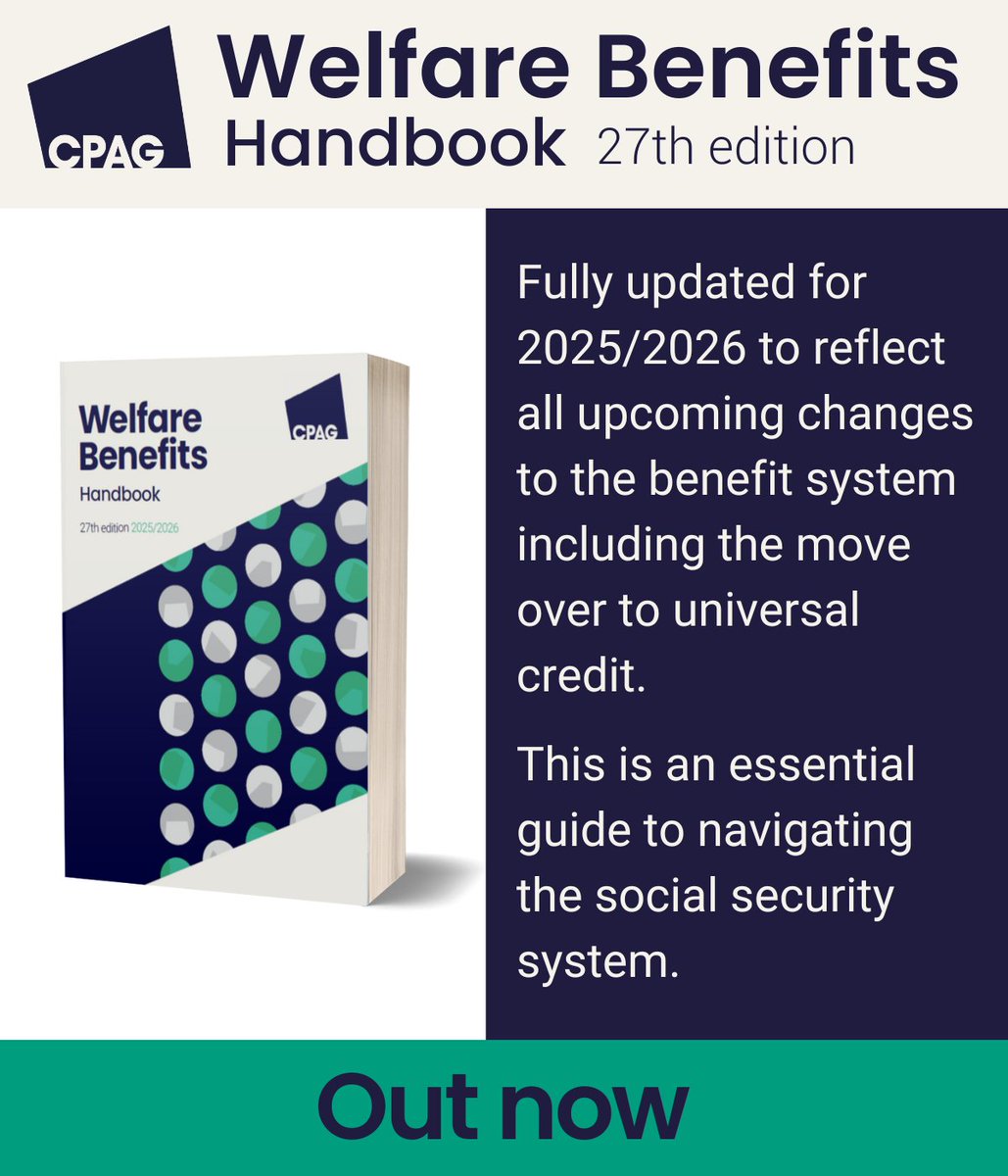 Order the new Welfare Benefits Handbook today. 

Fully updated for 2025/26: bit.ly/4kJf1DO