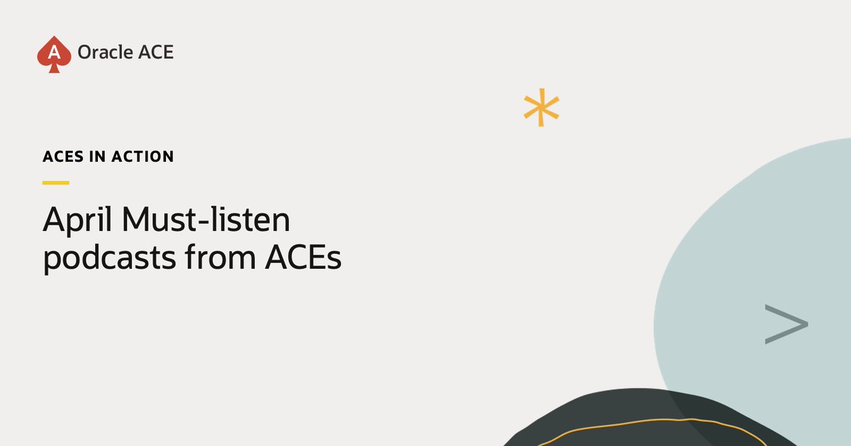 Oracle ACE Program (@oracleace) on Twitter photo Do you like listening to podcasts? Then you're in luck, because today we selected 6 podcast episodes for you to enjoy, featuring our Oracle ACEs โ ๏ธ ๐
social.ora.cl/60182jwre
<a href="/hannotify/">Hanno Embregts ๐ค๐ธ</a> <a href="/cafedatabase/">cafedatabase</a> <a href="/azmatb/">Azmat Bhatti</a> <a href="/moreaux_louis/">Louis Moreaux</a> <a href="/_KaiDonato/">Kai Donato</a> <a href="/GilsonMartins88/">Gilson Martins</a>
#OracleACE Do you like listening to podcasts? Then you're in luck, because today we selected 6 podcast episodes for you to enjoy, featuring our Oracle ACEs โ ๏ธ ๐
social.ora.cl/60182jwre
<a href="/hannotify/">Hanno Embregts ๐ค๐ธ</a> <a href="/cafedatabase/">cafedatabase</a> <a href="/azmatb/">Azmat Bhatti</a> <a href="/moreaux_louis/">Louis Moreaux</a> <a href="/_KaiDonato/">Kai Donato</a> <a href="/GilsonMartins88/">Gilson Martins</a>
#OracleACE