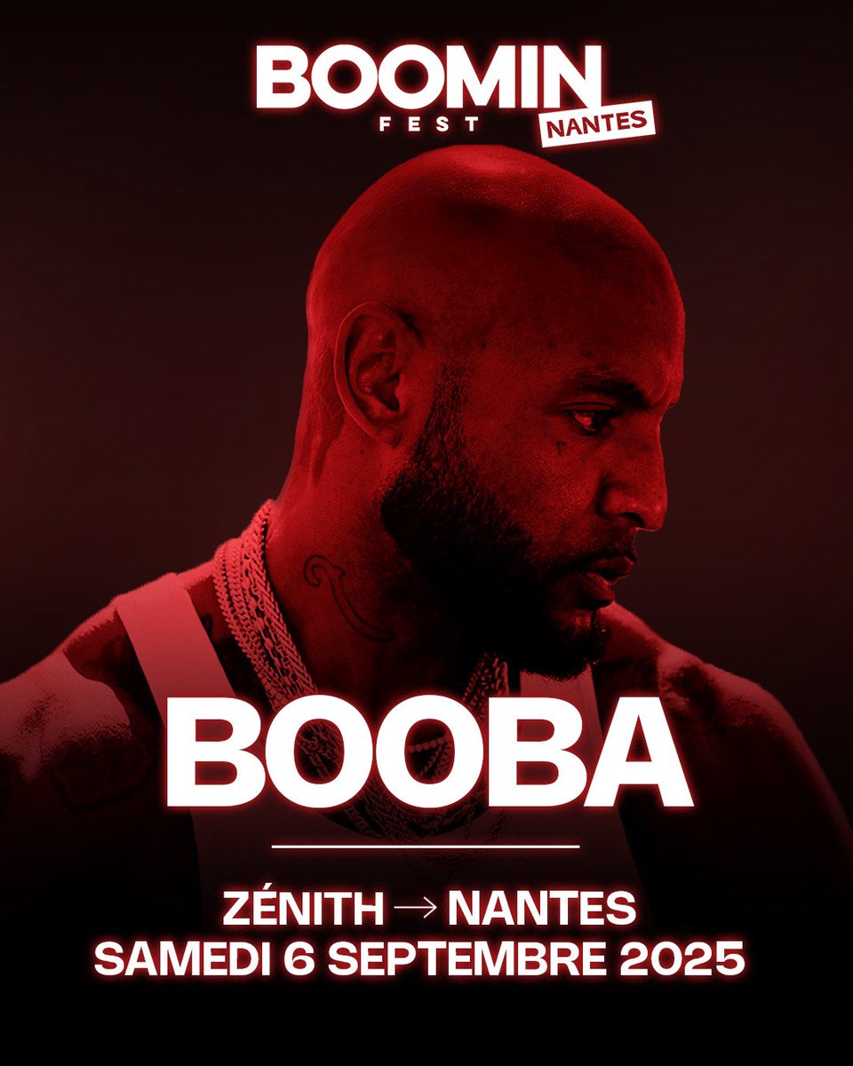 𝗕𝗢𝗢𝗕𝗔 𝗔𝗨 𝗕𝗢𝗢𝗠𝗜𝗡 𝗙𝗘𝗦𝗧 🏴‍☠️

Le D.U.C <a href="/booba/">Booba</a> sera de retour à Nantes pour un concert unique dans l’Ouest, le 6 septembre 2025 au <a href="/ZenithNantes/">Zénith Nantes</a> !

Annonce des prochains noms très bientôt. ⚔️

Billetterie dispo demain 12h ⏳