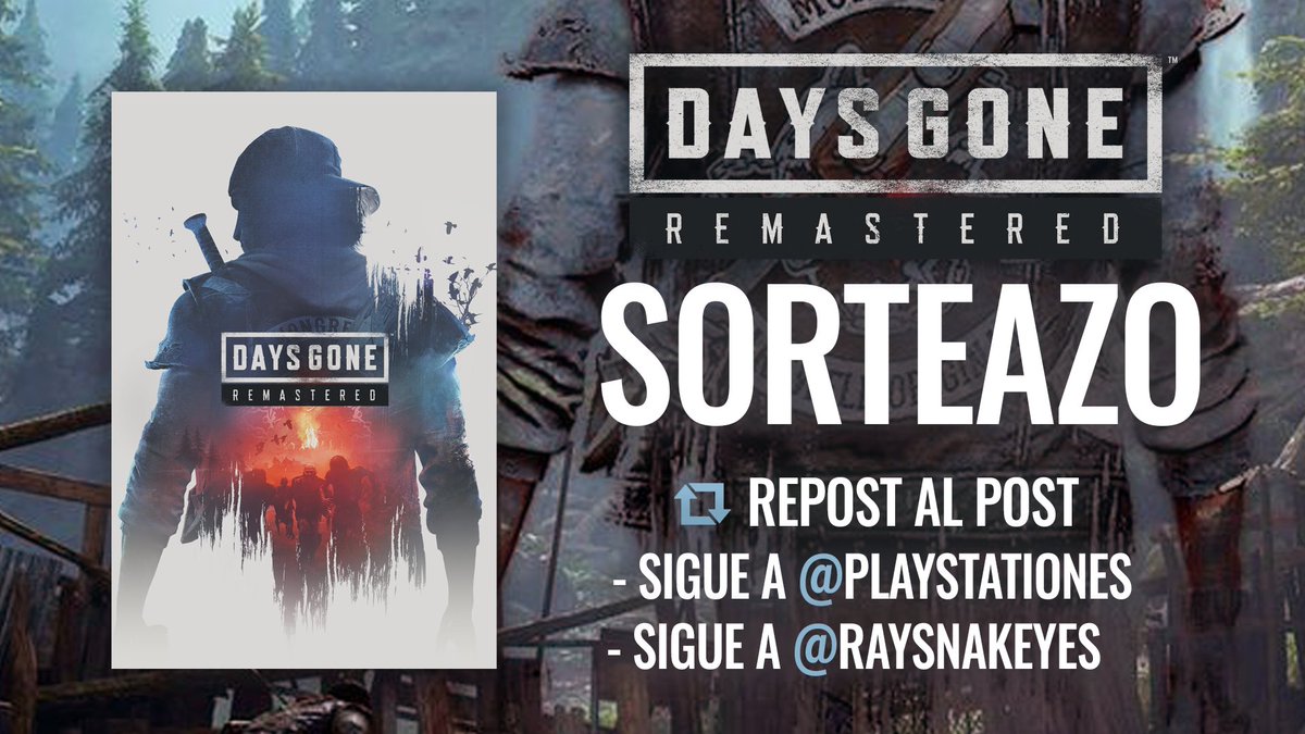 Ray Snakeyes (@raysnakeyes) on Twitter photo 🧢¡SORTEAZO! 🏍️
Con la llegada de la nueva versión de DAYS GONE REMASTERED, se sortean DOS copias digitales para PS5. ¡Deacon St. John ha vuelto!
Para participar:
🔁Dar Repost a este post.
▶️Seguir a <a href="/PlayStationES/">PlayStation España</a> & <a href="/Raysnakeyes/">Ray Snakeyes</a>
Ganadores el día 25/04/25. No cuentas bot 🧢¡SORTEAZO! 🏍️
Con la llegada de la nueva versión de DAYS GONE REMASTERED, se sortean DOS copias digitales para PS5. ¡Deacon St. John ha vuelto!
Para participar:
🔁Dar Repost a este post.
▶️Seguir a <a href="/PlayStationES/">PlayStation España</a> & <a href="/Raysnakeyes/">Ray Snakeyes</a>
Ganadores el día 25/04/25. No cuentas bot