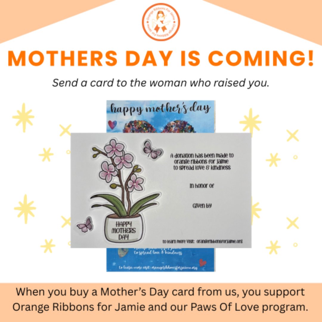 Mother's Day is coming up, and Father's Day is close behind! Show your parents some love with Orange Ribbons For Jaime's Special Occasion Cards. Our goal is to spread love and kindness with our custom embellished 3D paper cards.