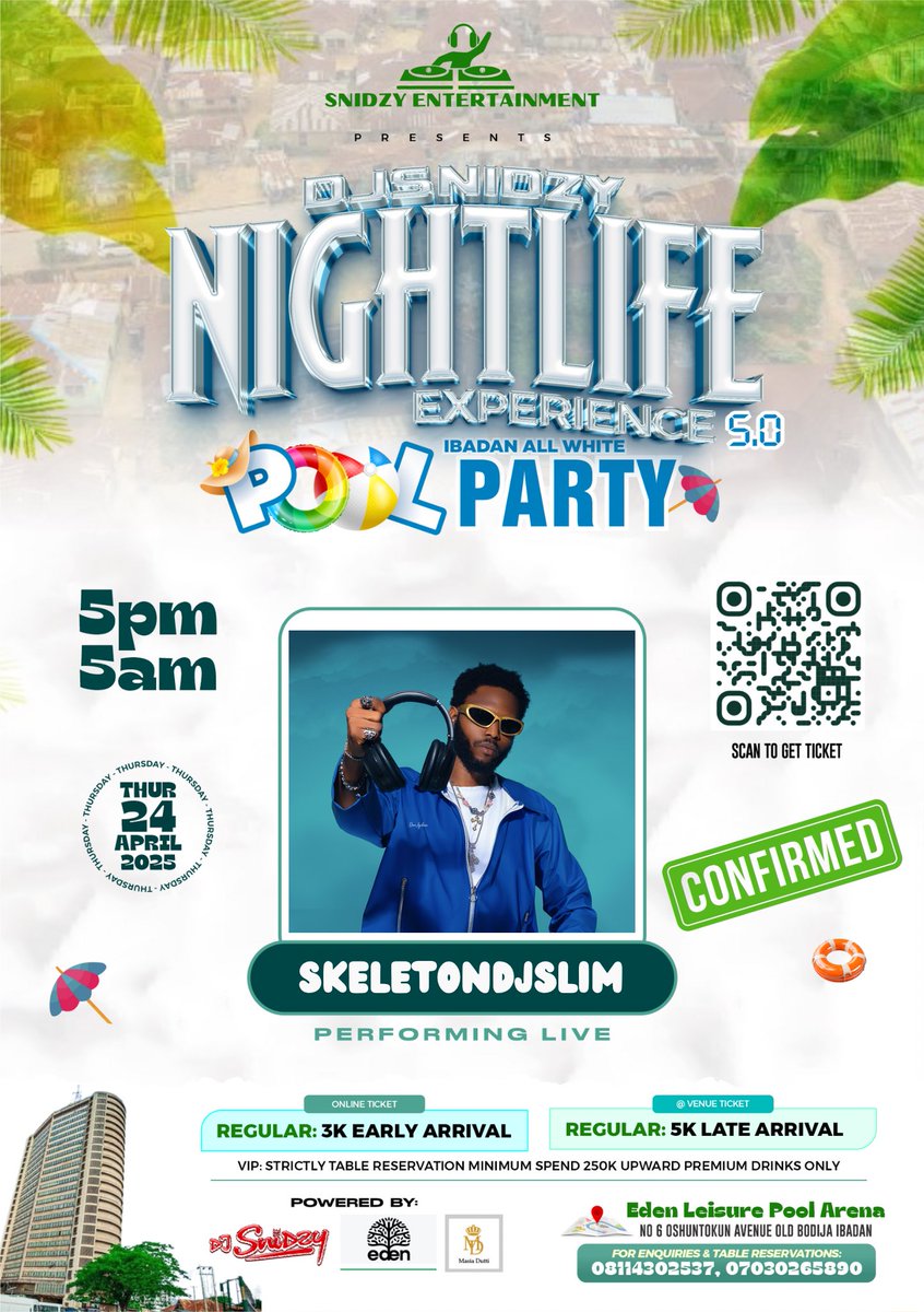 skeletondjslim's tweet photo. OUTSIDE TODAY WITH THE NIGHTLIFE DJ @Dj_snidzy for the All White Pool Party
You can still get your tickets at the venue and enjoy maximum fun ๐ฅ๐
#allwhitepoolparty #nightlifedj #skeletondjslim https://t.co/1s9qnC2lkA