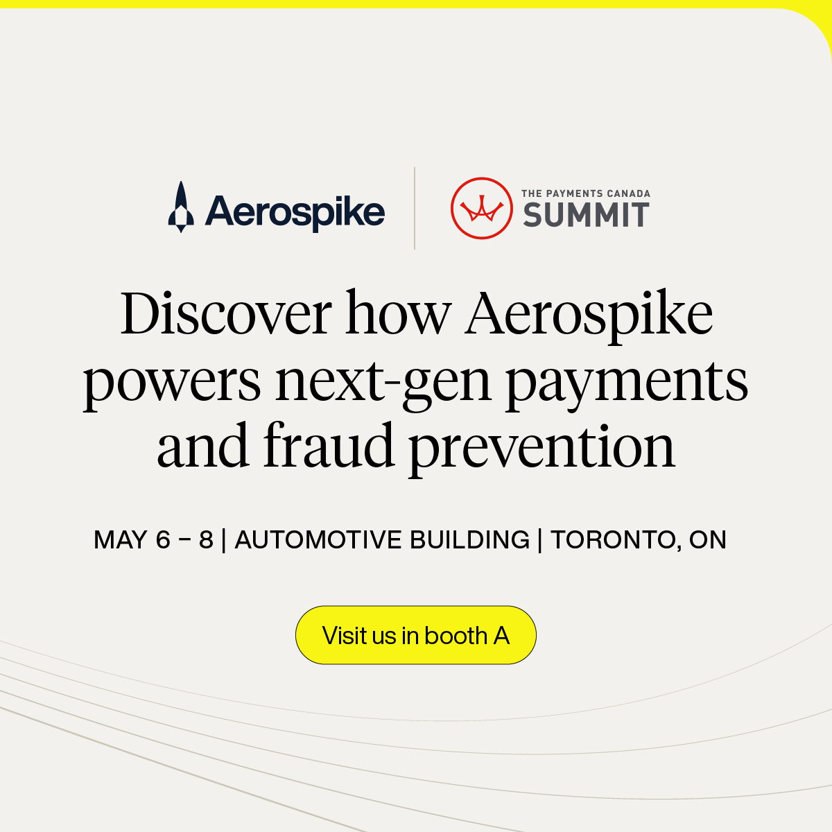 aerospikedb's tweet photo. We'll be at The Payments Canada SUMMIT! See how #Aerospike can improve #frauddetection, execute payments faster with up to 6x performance improvements, and improve customer experience. 
📍 Visit us at Booth A (IBM booth)
See what Aerospike can do for you: https://t.co/CVLa3MLJpE https://t.co/uWg5firWTh
