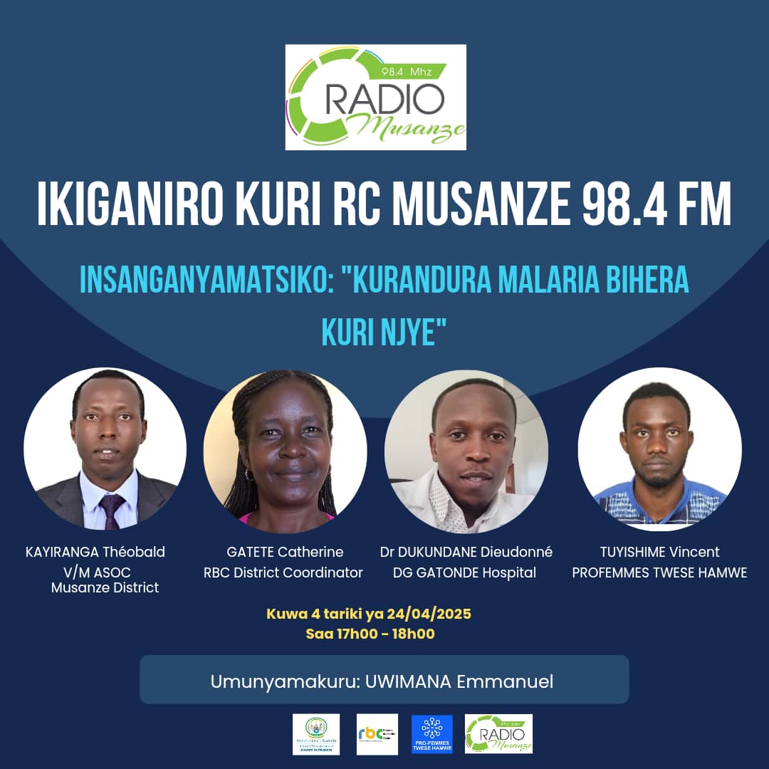 Murarikiwe gukurikira iki kiganiro ku kurandura indwara ya Malaria. 

Ni kuri uyu wa kane saa kumi n'imwe kugeza saa kumi n'ebyiri z'umugoroba.