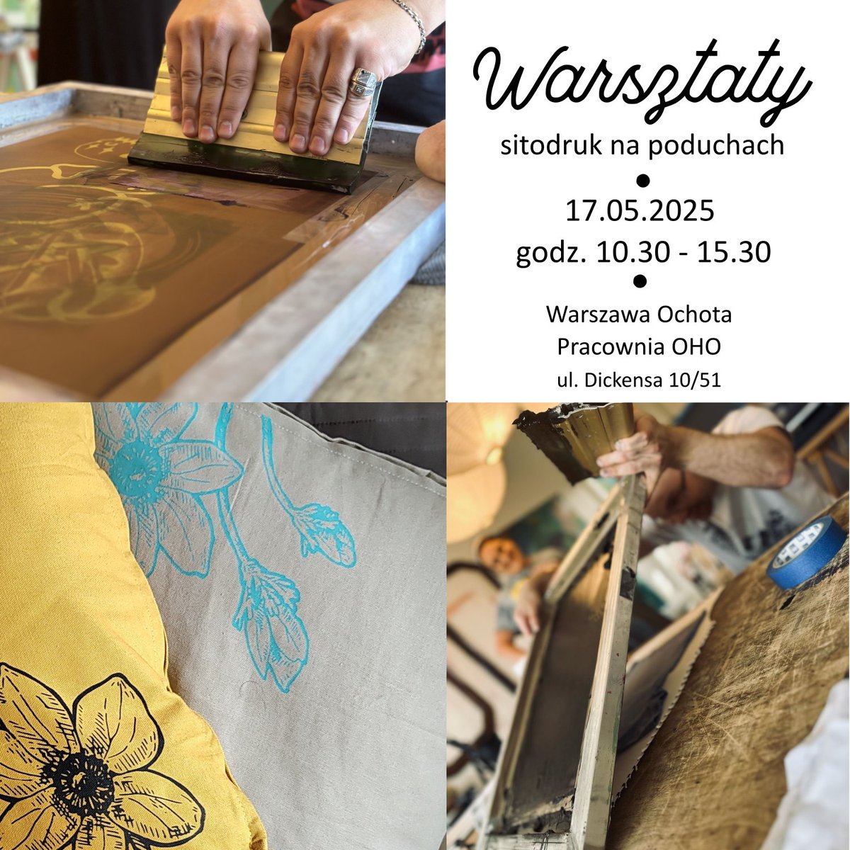 turdusconcept's tweet photo. https://t.co/Y98YfSw6hh
Zapraszamy już dziś na #warsztatysitodruku
Praca w kameralnej grupie i luźna, inspirująca atmosfera
Wszystkie materiały w cenie – wystarczy, że przyjdziesz z dobrym humorem!
Czas trwania: ok. 4,5-5 godzin
Cena: 270-280 PLN (1 lub 2 poszewki) https://t.co/Jl8mZndFOk