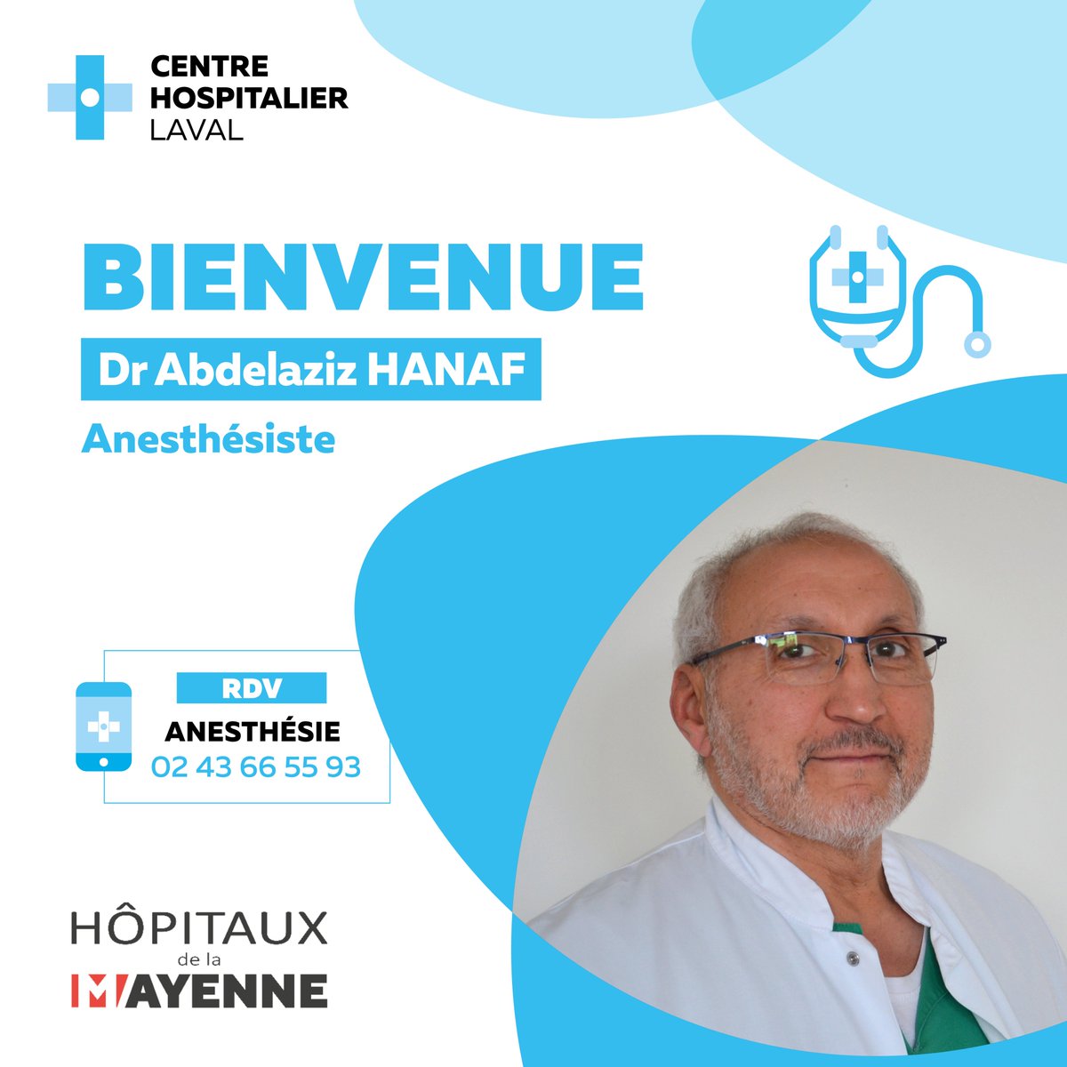 CH Laval (@chlaval53) on Twitter photo 👩⚕️Nous souhaitons la bienvenue au Dr Abdelaziz HANAF, qui a rejoint l'équipe d'anesthésistes !
#bienvenue #recrutement #chlaval #anesthésiste 👩⚕️Nous souhaitons la bienvenue au Dr Abdelaziz HANAF, qui a rejoint l'équipe d'anesthésistes !
#bienvenue #recrutement #chlaval #anesthésiste