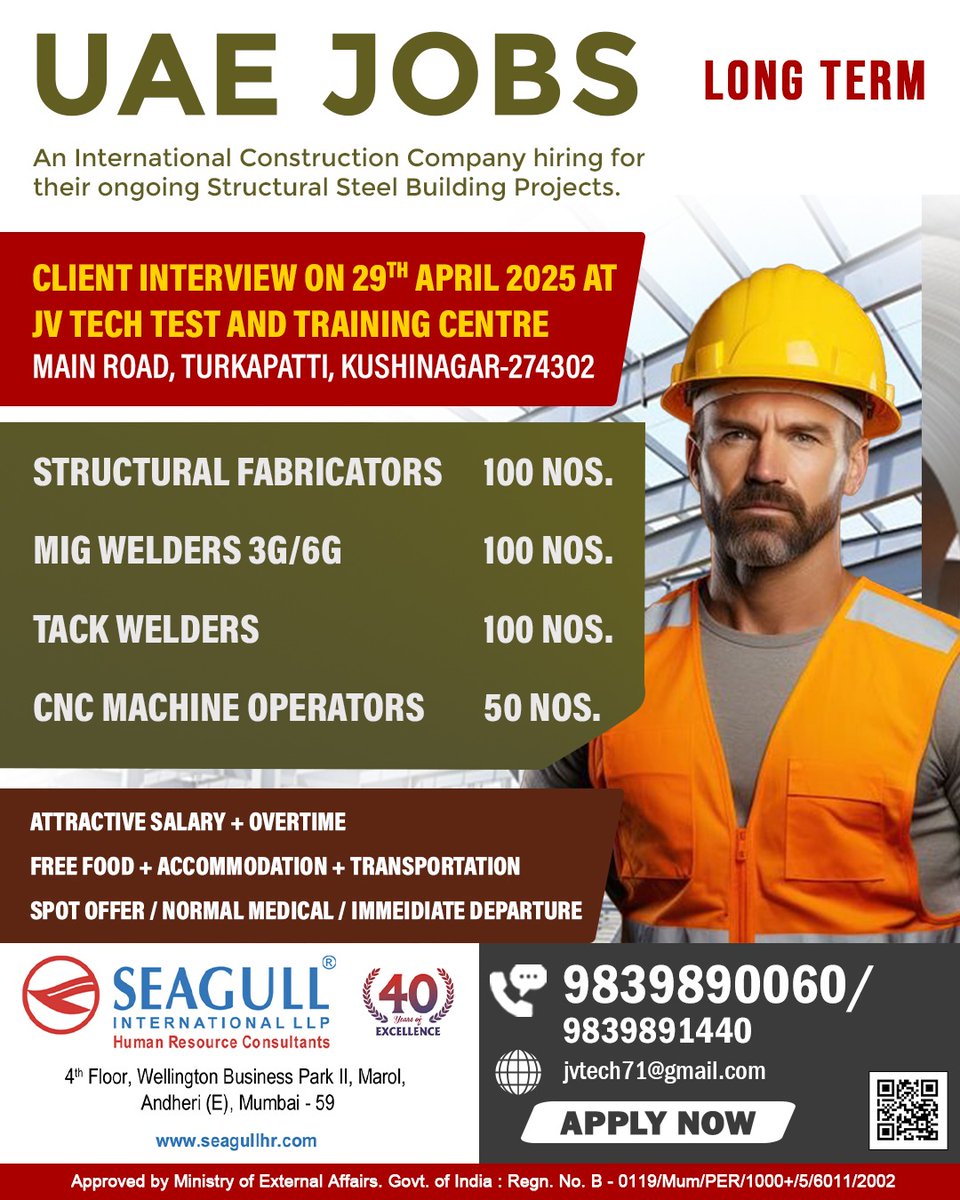 hrd1_seagull's tweet photo. 🇦🇪UAE Jobs 
💻Client Interview On 29th April At Jv Tech Test &amp; Training Centre
📍Location - Kushinagar
 .

.

.
#uaejobs #seagull #structuralfabricator #tackwelder #cncmachineoperator https://t.co/VGrUnb6dAB