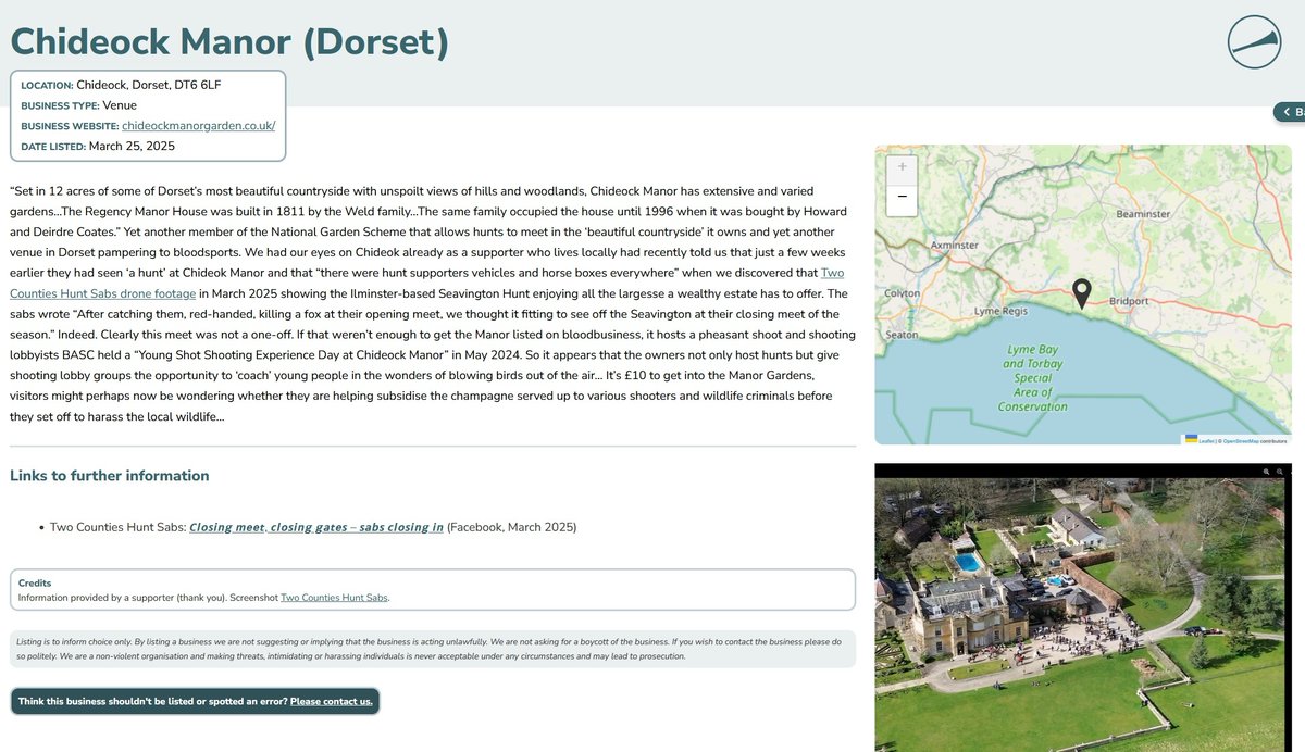 blood_business's tweet photo. Would you pay to visit #Chideock, a #Dorset member of the National Garden Scheme that allows hunts to meet on its land and gives shooting lobbyists the opportunity to 'coach' young people the wonders of blowing birds out of the air? We wouldn't. #choice
https://t.co/4SQVGFetzp https://t.co/vIEkt2Hh0p
