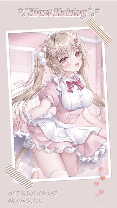 YouTubeにショート動画投稿しました〜イラストのタイムラプスですฅ•ω•ฅねこみみメイドちゃんメイキング【タイムラプス/イラストメイキング 】#shorts  