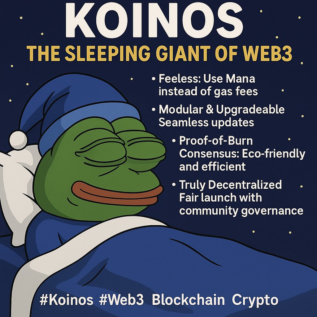 🚀 Koinos: The Sleeping Giant of Web3 🛌💥
No gas fees; use Mana that regenerates over time.
Seamless updates without hard forks.
Eco-friendly and efficient.
Truly Decentralized: Fair launch with community governance. <a href="/KoinosNetwork/">Koinos</a> 
#Koinos #Web3 #Blockchain #Crypto #MEXC