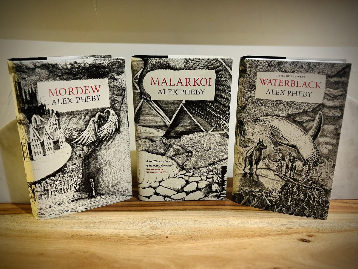 Spending most of this coming long weekend (for us here in Australia) getting through this wonderfully weird and compelling trilogy. It’s refreshing to come into such an immersive and original piece of epic fantasy. 

<a href="/alexpheby/">Alex Pheby</a> <a href="/torbooks/">Tor Books</a> <a href="/GalleyBeggars/">Galley Beggar Press</a> #CitiesOfTheWeft #booktwt