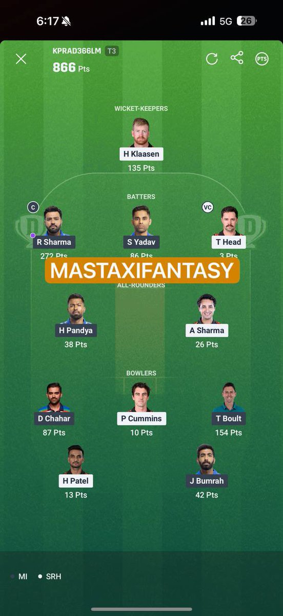masta_11's tweet photo. Telegram: https://t.co/7LlpXOWaYF

#IPL2025 #MIvsSRH #CRICKET https://t.co/nupWPsezmt