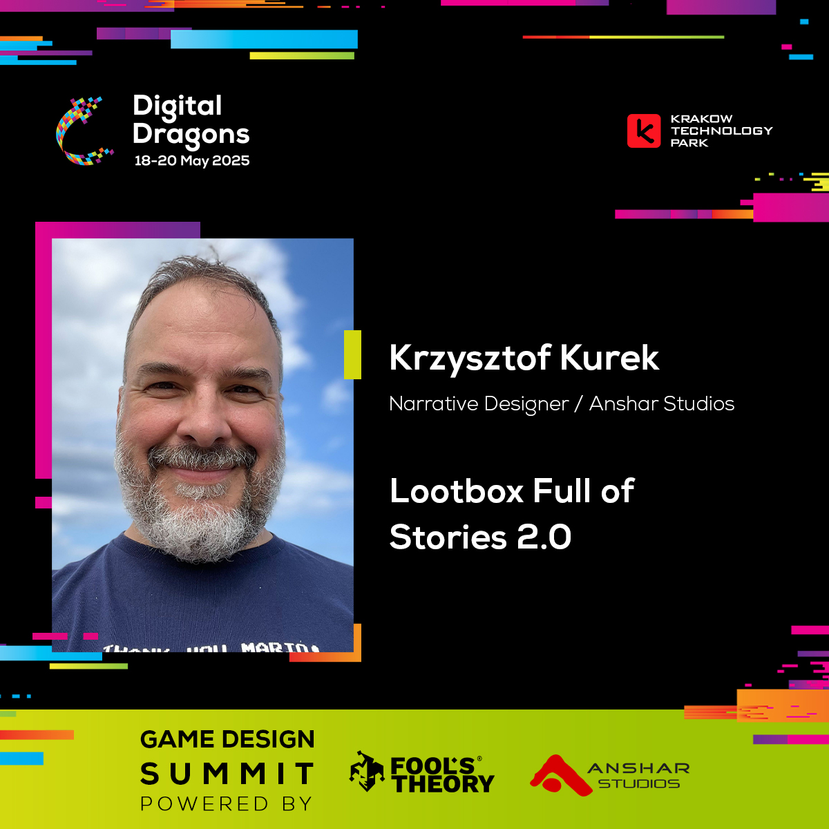 Attention game designers! 🎉 
Join "Lootbox Full of Stories 2.0" with Krzysztof Kurek to unleash your creativity! 🎲🚀

<a href="/Digital_Dragons/">Digital Dragons</a> conference
📍 Q Hotel Plus, Cracow
📅 18 May

#GameDesignSummitpowered by <a href="/AnsharStudios/">Anshar Studios</a> &amp; <a href="/Fools_Theory/">Fool's Theory</a>