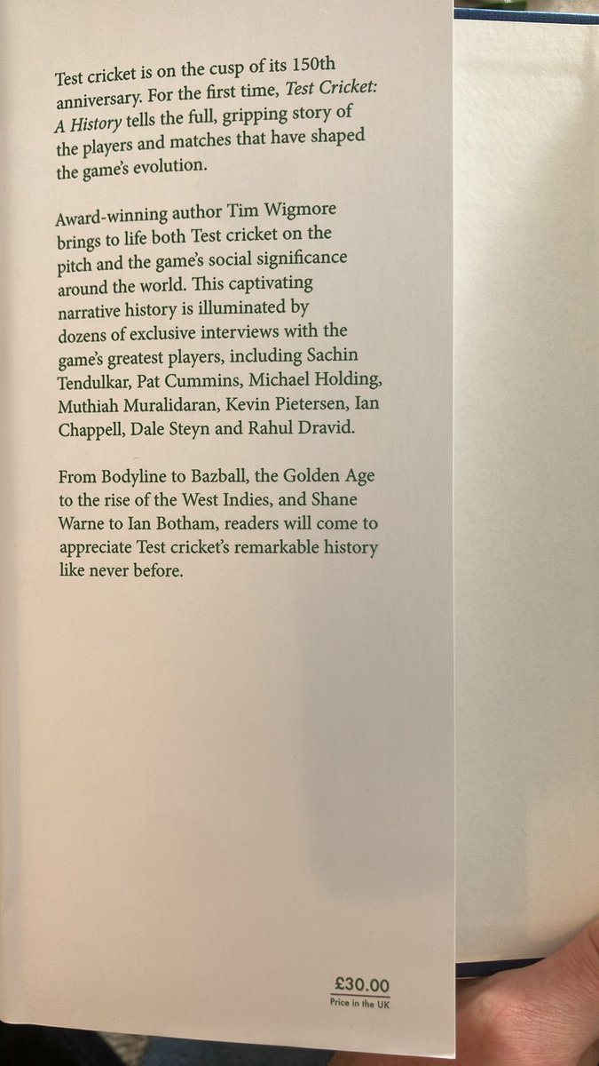 🚨🚨 Super excited that Test Cricket: A History is out today - available worldwide.

Five years in the making, it tells the incredible story of Test cricket over its 148-year history, and features dozens of new interviews with the game's greatest players.