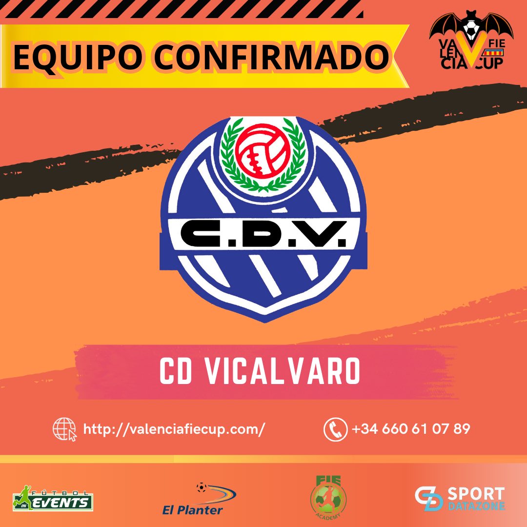 Valencia FIE Cup (@valenciafiecup) on Twitter photo 🟠‼️Confirmamos al CD Vicálvaro para la edición de Mayo de la <a href="/valenciafiecup/">Valencia FIE Cup</a>
😊 Un honor contar con vosotros
#FieXperience #ValenciaFieCup #torneo #deporte #Valencia #costavalenciana #elplanter #futbolbase #futbol #club 🟠‼️Confirmamos al CD Vicálvaro para la edición de Mayo de la <a href="/valenciafiecup/">Valencia FIE Cup</a>
😊 Un honor contar con vosotros
#FieXperience #ValenciaFieCup #torneo #deporte #Valencia #costavalenciana #elplanter #futbolbase #futbol #club