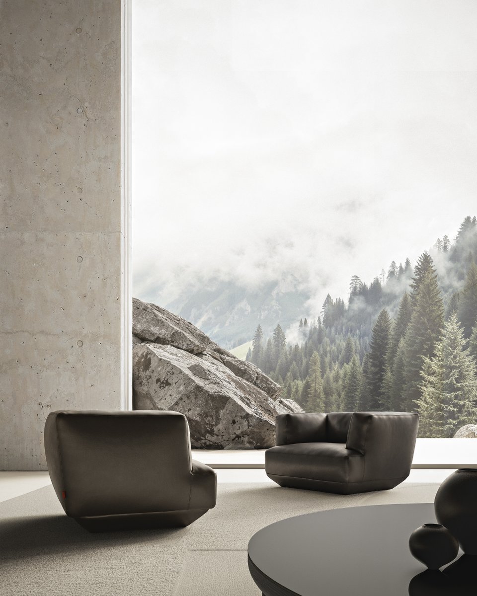 Flexform_ITA's tweet image. The signature traits found in the Loungescape sofa are also inherent to the eponymous armchair – the generous proportions, plentiful padding, carefully calculated lines and the raked swivel base – all converge to lend spectacular presence to this piece. #Flexform #2025Collection…