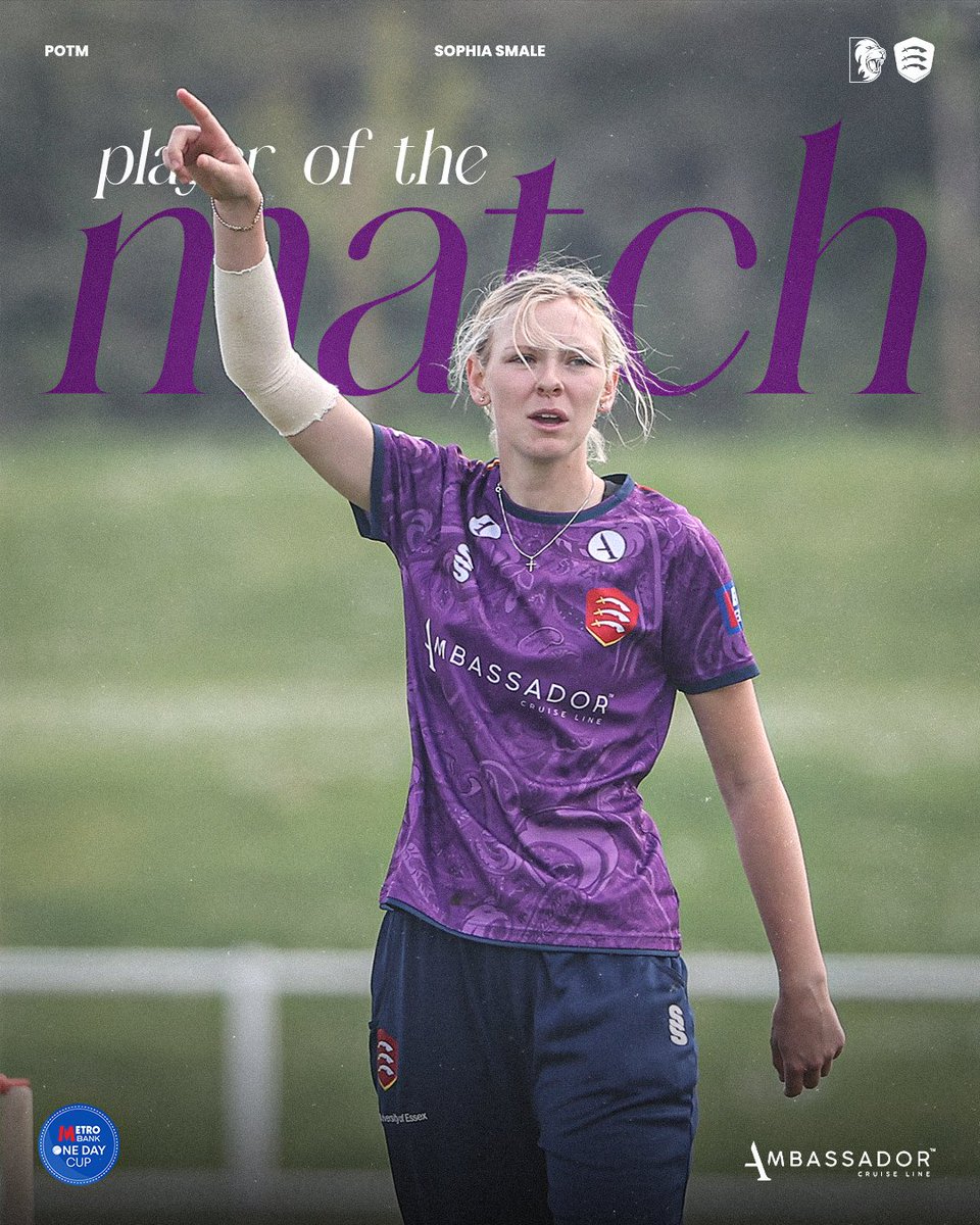 Essex Women's Cricket ๐ (@essexwomen) on Twitter photo ๐ After top scoring with the bat, @SophiaSmale is your #DURvESS <a href="/ambassadorcruis/">ambassadorcruiseline</a> Player of the Match!
๐ฆ
#FlyLikeAnEagle ๐ After top scoring with the bat, @SophiaSmale is your #DURvESS <a href="/ambassadorcruis/">ambassadorcruiseline</a> Player of the Match!
๐ฆ
#FlyLikeAnEagle