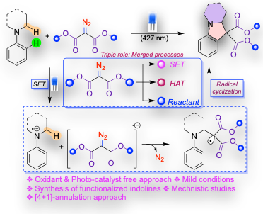 Check out our first preprint on <a href="/ChemRxiv/">ChemRxiv</a> Convergent Synthesis of Functionalized Indolines via Visible Light-Driven [4+1]-Annulation Approach | ChemRxiv - go.shr.lc/4cSasUu Thanks to <a href="/serbonline/">SERB</a> and <a href="/CSIR_IND/">CSIR, India</a> Done by <a href="/Akanksha7babbar/">Akanksha Babbar</a> and <a href="/saleem__mohd/">MOHAMMAD SALEEM</a>