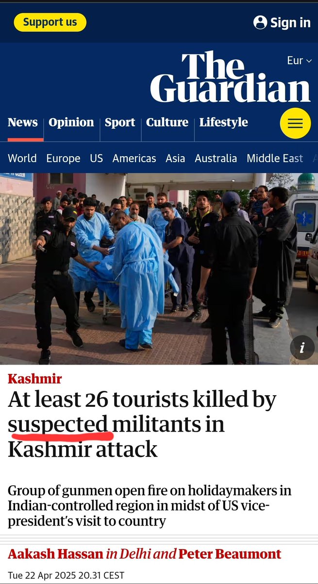 ShuklaNive's tweet photo. This is called actual Media Blackout.
No mention of 
1) Islamic terrorists
2) Cherry picked Hindu victims
3) Pants removed to check the authenticity of being Hindus.
4) Pahalgham (The Indian state)
5) Involvement of Pakistan
@nytimes @BBC @TheGuardianTzO1 @washingtonpost @AlJazeeraWorld @CNN 
The Islamic terrorists won't find it difficult to recognize your tribe when you pull down your pants... You all can go like- "Hey daddy look!! I've got NO BALLS"