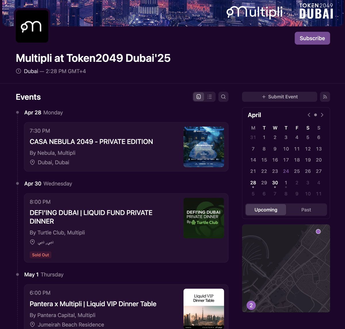 multiplifi's tweet photo. Multipli x Token2049 Dubai’25 Edition 🌃

Come over to Dubai habibi and yap with the Multipli team.

https://t.co/3LJDziTjg9 https://t.co/GOTOO3a7FW