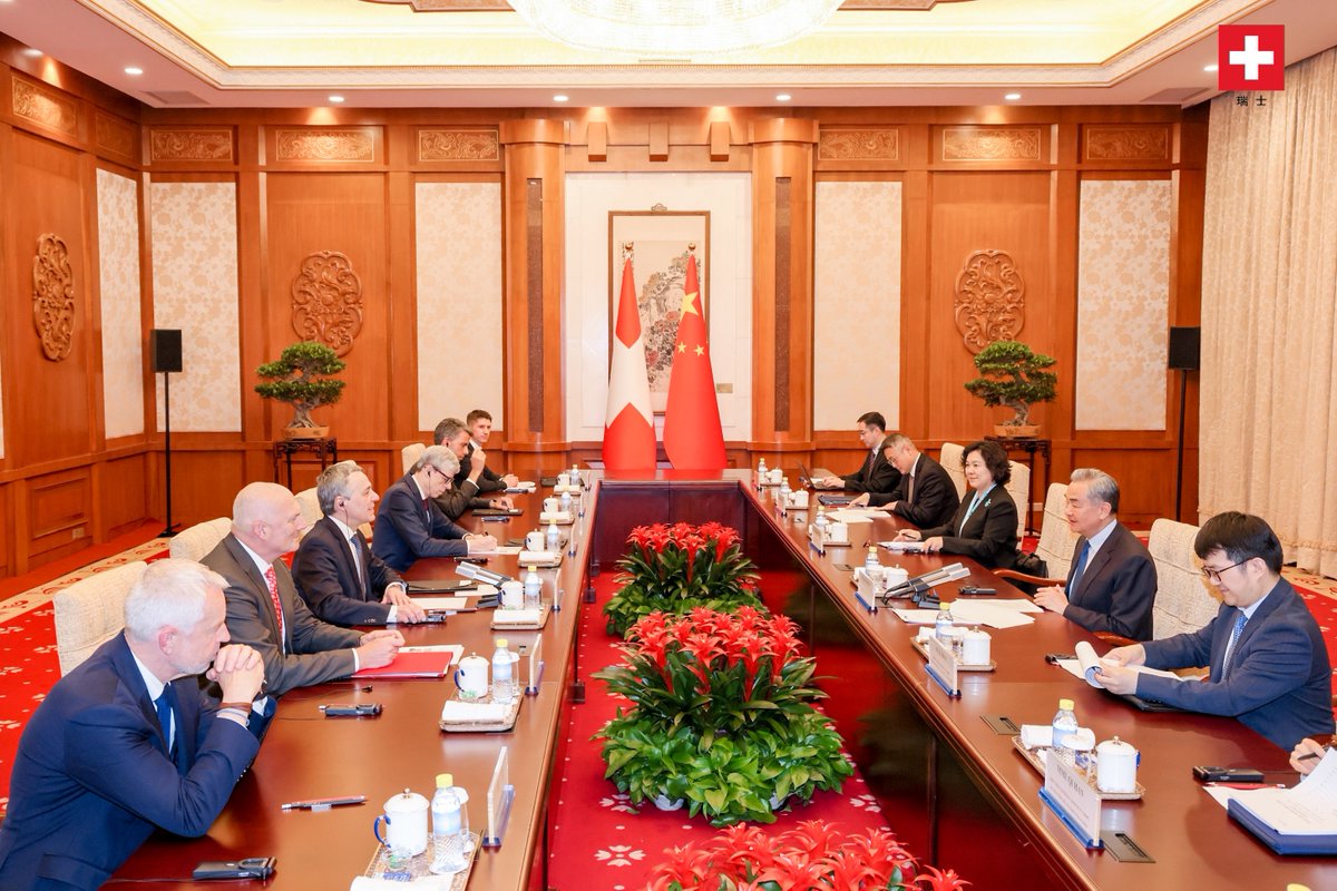 Embassy of Switzerland in China (@swissembchina) on Twitter photo On the 75th anniversary of diplomatic relations between Switzerland and China, 🇨🇭FM <a href="/ignaziocassis/">Ignazio Cassis</a> met with 🇨🇳 FM Wang Yi at Diaoyutai in Beijing. On the 75th anniversary of diplomatic relations between Switzerland and China, 🇨🇭FM <a href="/ignaziocassis/">Ignazio Cassis</a> met with 🇨🇳 FM Wang Yi at Diaoyutai in Beijing.