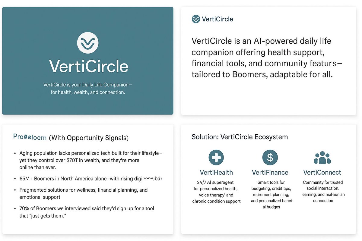 thevertinetclub's tweet image. Boomers are embracing tech like never before.
VertiCircle is here — the AI companion for health, wealth & connection.
Built with empathy. Designed to evolve with you.
#VertiCircle #AIForBoomers #DigitalWellness #HealthTech #FinTech #BoomerLife
