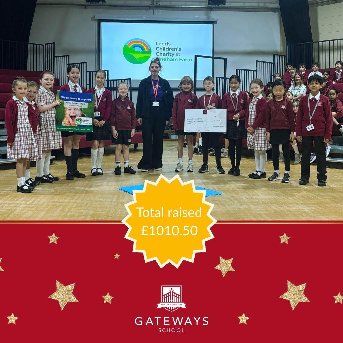 Today we welcomed Megan from Leeds Children’s Charity @LinehamFarm. Prep School have raised money from ticket sales (for concerts and productions) and our wellbeing champions presented her with a cheque for the charity for £1010.50! 👏 #gatewaysschool #gatewaysprepschool