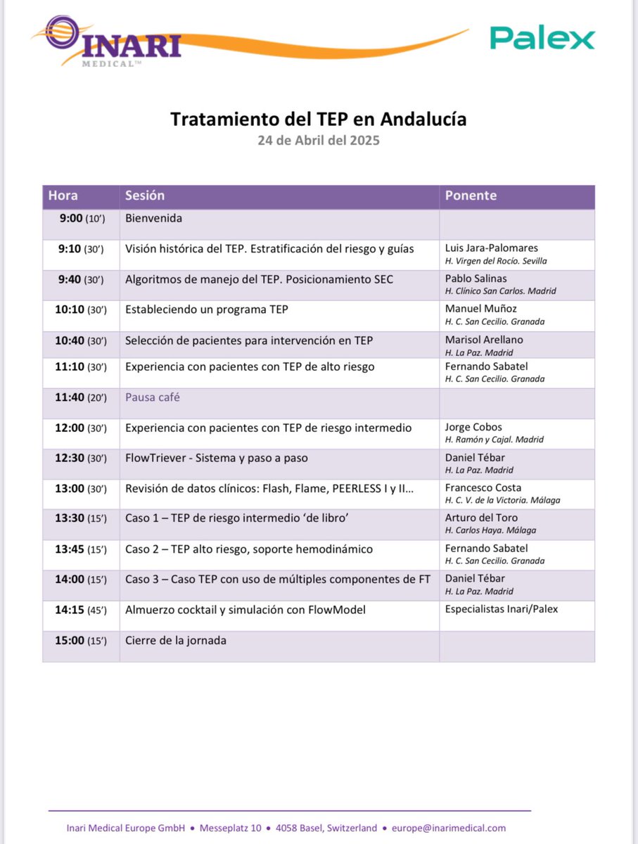 El Dr M Muñoz de nuestra #UCI y <a href="/Fer_Sabatel/">Fernando Sabatel</a> de <a href="/de_clinico/">Hemodinámica del Clínico y del Área Sur de Granada</a> (junto con el equipo de Rx Intervencionista) del <a href="/clinicogranada/">Hospital Universitario Clínico San Cecilio</a> contando nuestra experiencia en un programa de alta complejidad de TEP con soporte circulatorio (ECMOVA)en TEP de alto riesgo. Juntos somos mejores! 💪💪🙌