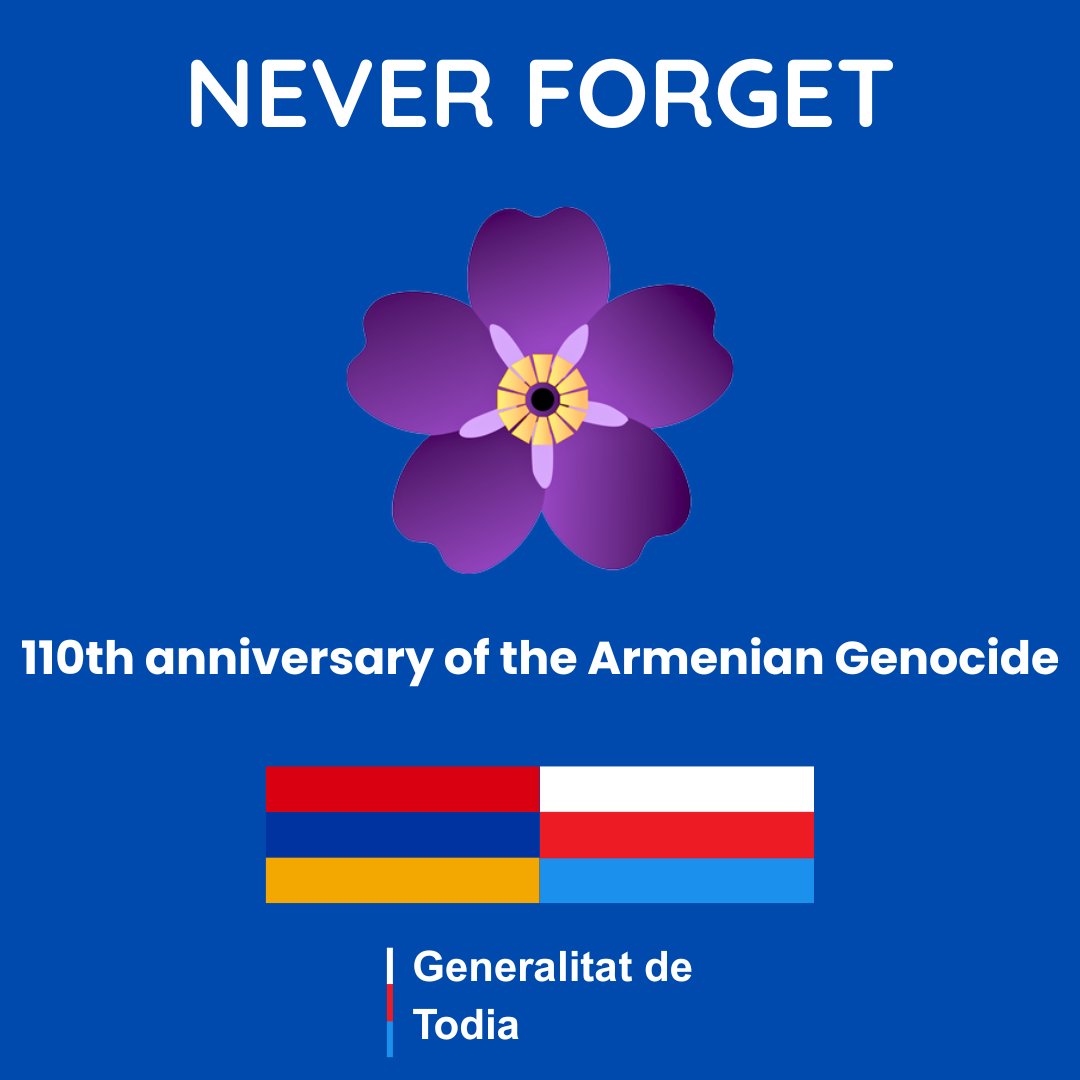 Today, 24 April 2025, we remember the victims of the Armenian Genocide perpetrated by the Ottoman Empire. Todia pays respect to its victims and their families. Let's never forget and deny it.

#Todia 
#Micronations
#NeverForget 
#Tsitsernakaberd
