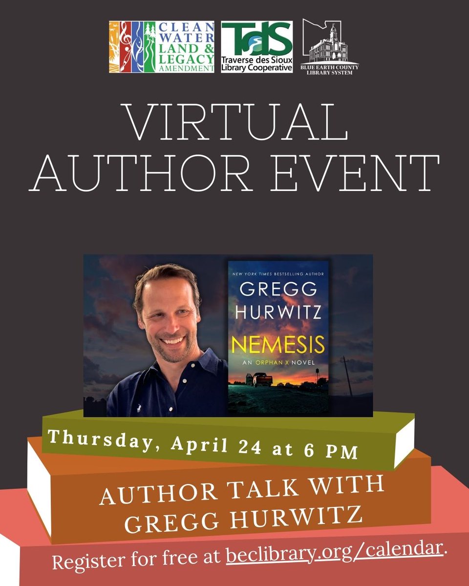 Virtually join us at 1 PM for a riveting conversation with New York Times bestselling author Gregg Hurwitz as he chats with us about his "Orphan X" series and his life as a writer of suspenseful storytelling.
Learn more and register here: libraryc.org/beclibrary/