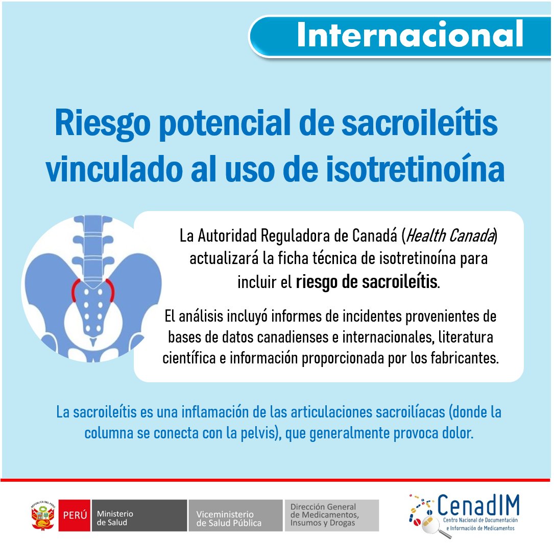 CENADIM's tweet image. 🔷📣 𝐍𝐎𝐓𝐈𝐂𝐈𝐀𝐒 𝐃𝐄 𝐈𝐍𝐓𝐄𝐑É𝐒
📌️𝐇𝐞𝐚𝐥𝐭𝐡 𝐂𝐚𝐧𝐚𝐝𝐚: 𝐑𝐢𝐞𝐬𝐠𝐨 𝐩𝐨𝐭𝐞𝐧𝐜𝐢𝐚𝐥 𝐝𝐞 𝐬𝐚𝐜𝐫𝐨𝐢𝐥𝐞í𝐭𝐢𝐬 𝐯𝐢𝐧𝐜𝐮𝐥𝐚𝐝𝐨 𝐚𝐥 𝐮𝐬𝐨 𝐝𝐞 𝐢𝐬𝐨𝐭𝐫𝐞𝐭𝐢𝐧𝐨í𝐧𝐚.

#Ereporting #Farmacovigilancia #tusaludimporta

bvcenadim.digemid.minsa.gob.pe/index.php/noti…