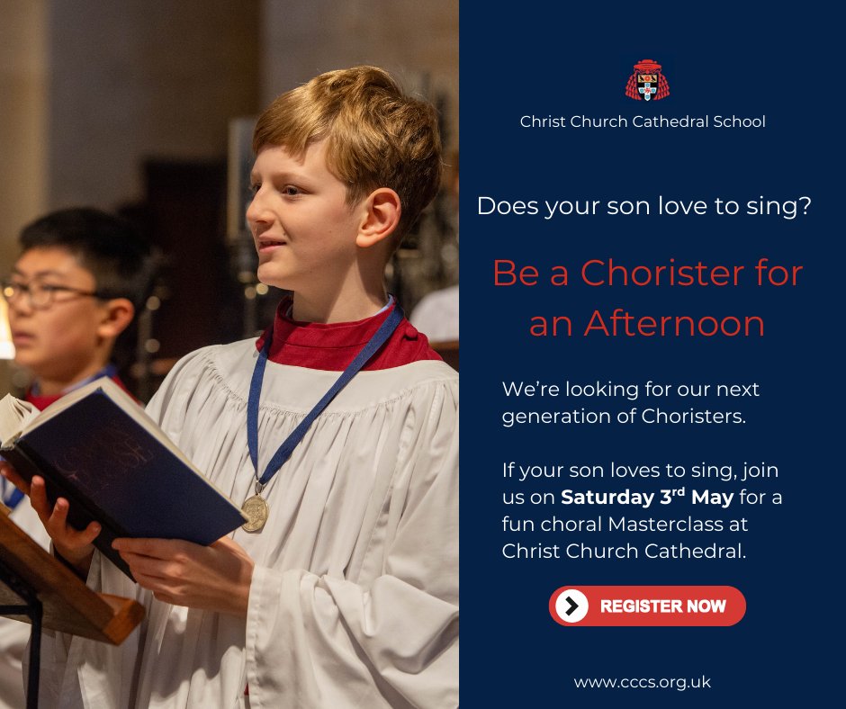 We’re on the lookout for our next generation of #CCCS Choristers! Boys aged 6-9 who love to sing are invited to join us on 3rd May for a fun Choral Masterclass in Christ Church Cathedral. Spoiler: Harry Potter fans are in for a special treat! Register now➡️shorturl.at/lilq9