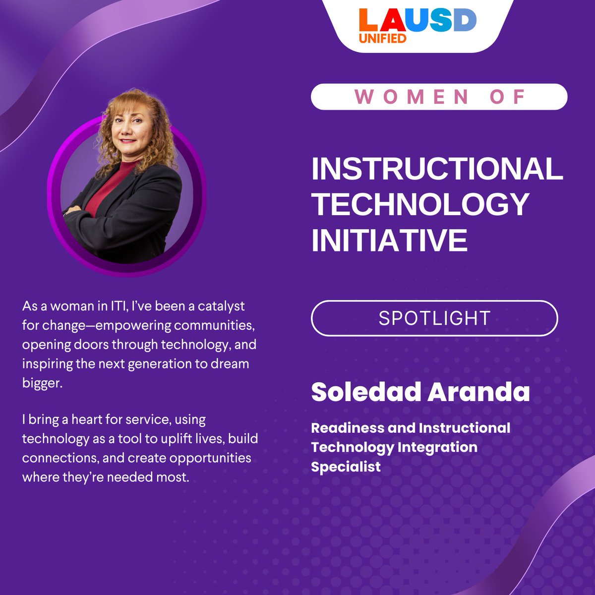 Instructional Technology Initiative (@iti_lausd) on Twitter photo Join us as we spotlight some of the incredible women leaders, innovators, and educators who power the Instructional Technology Initiative!
See the thread below to learn about their passion, expertise, and impact in shaping meaningful learning experiences across <a href="/LASchools/">Los Angeles Unified</a>! Join us as we spotlight some of the incredible women leaders, innovators, and educators who power the Instructional Technology Initiative!
See the thread below to learn about their passion, expertise, and impact in shaping meaningful learning experiences across <a href="/LASchools/">Los Angeles Unified</a>!