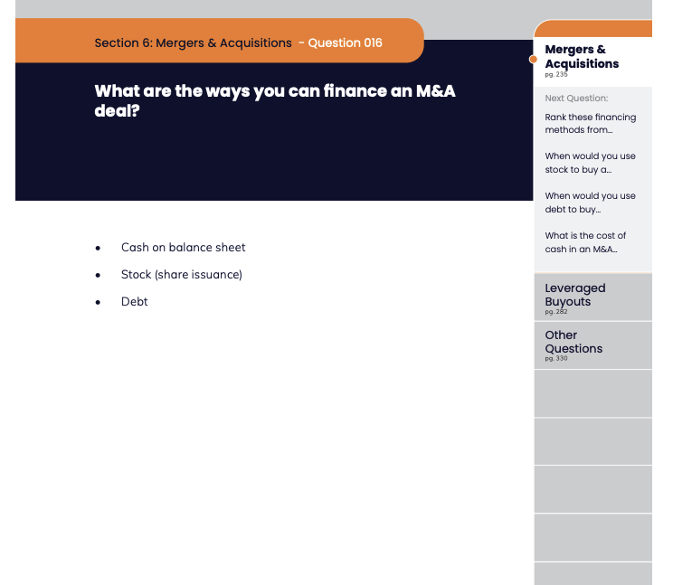 fininterview's tweet photo. What are the ways you can finance an M&amp;A deal?

#investmentbanking #privateequity #corporatedevelopment #fps #financialmodeling #financialmodelling #interviewcoaching #interviewcoach https://t.co/xzH5gMVZRg