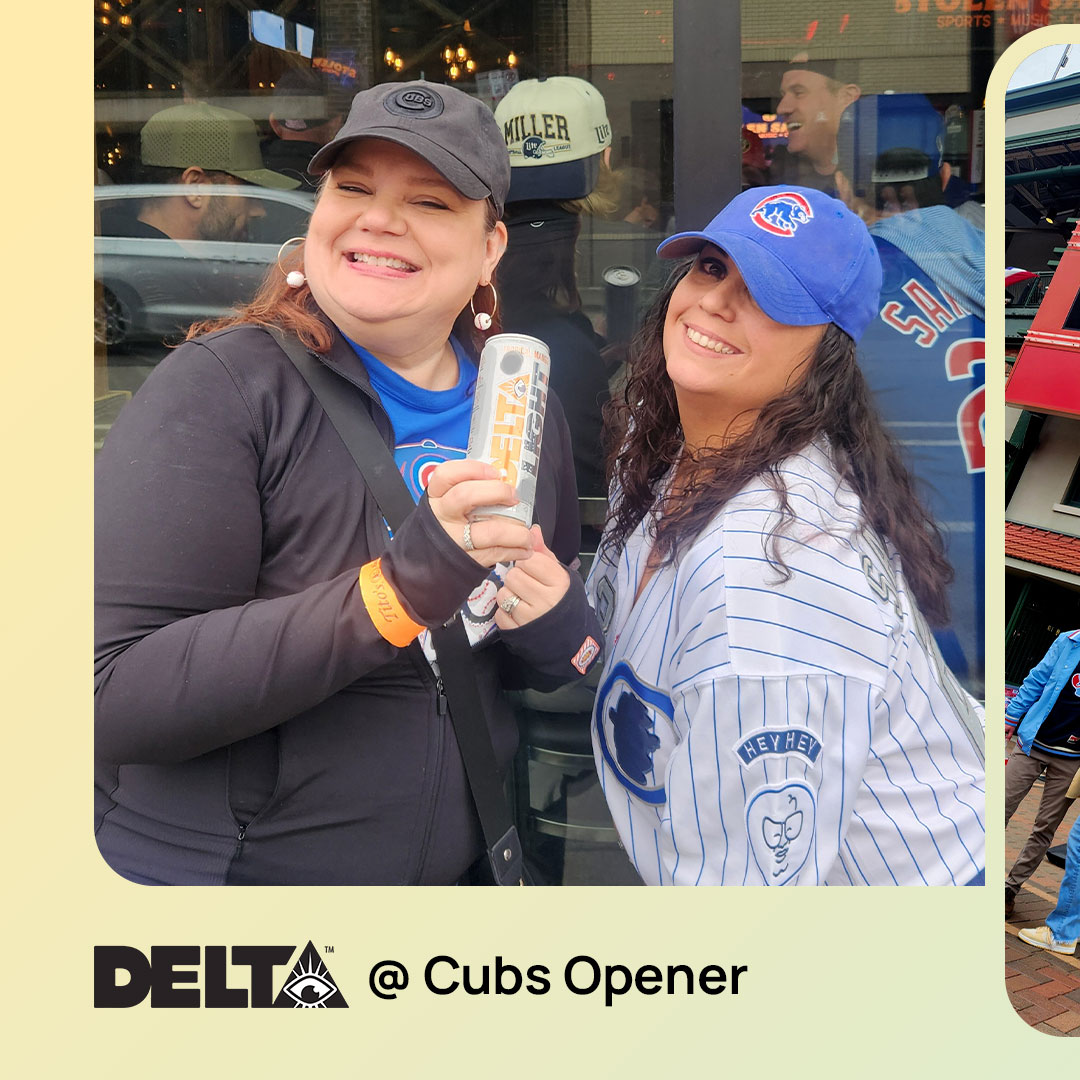 DrinkDelta's tweet photo. Crack a can, catch a game, and vibe like a champion 🧢⚾️ We took on Wrigley Field with big swings and even bigger sips.   

Whether you're repping the Cubs or just here for the good times - this is what chill in the stands looks like. ✨

#ChicagoCubs #GardeningClub #THCseltzer #Chicago