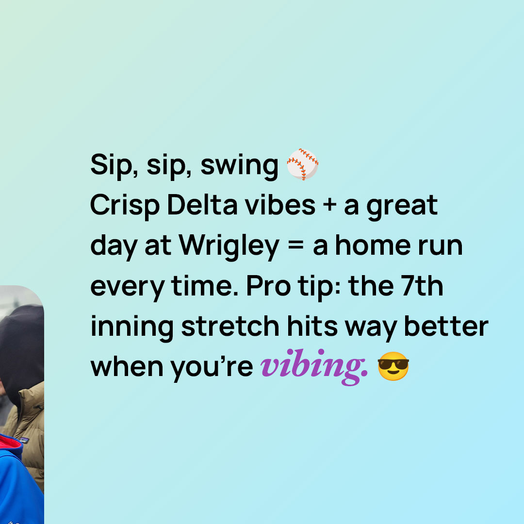 DrinkDelta's tweet photo. Crack a can, catch a game, and vibe like a champion 🧢⚾️ We took on Wrigley Field with big swings and even bigger sips.   

Whether you're repping the Cubs or just here for the good times - this is what chill in the stands looks like. ✨

#ChicagoCubs #GardeningClub #THCseltzer #Chicago
