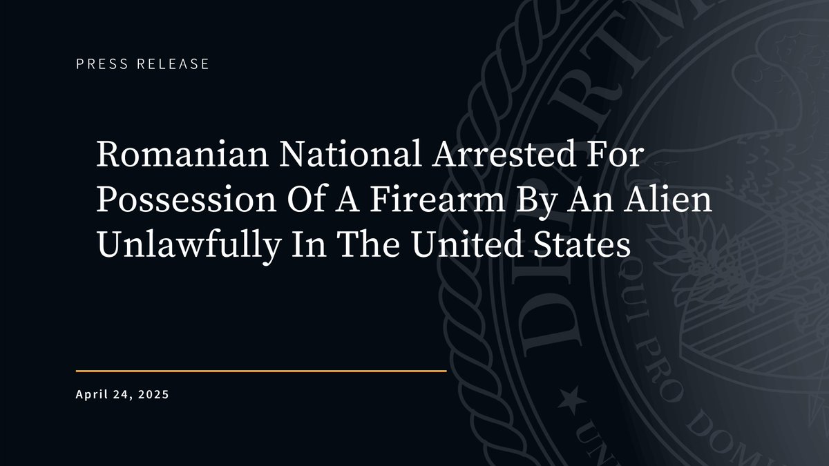 Romanian national arrested for possession of a firearm by an alien unlawfully in the United States. <a href="/ATF_Tampa/">ATF Tampa</a> <a href="/HSITampa/">HSI Tampa</a> #OperationTakeBackAmerica 
justice.gov/usao-mdfl/pr/r…