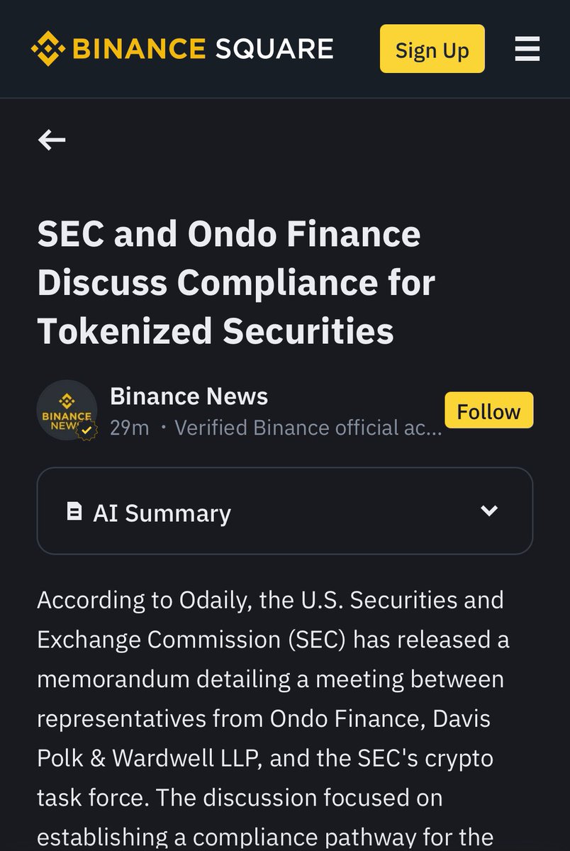 🚨 BREAKING: $ONDO is in discussions with the SEC! 

SPREAD THE WORD, LFG!!! 🚀