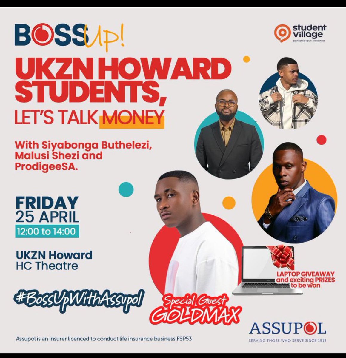Colourphuza's tweet photo. 🎉 HEY UKZN HOWARD! 🎉 Tomorrow’s the day to LEVEL UP! 💼💰 #Assupol is pulling up at the HC Theatre with the ultimate financial glow-up session! 🎯 Get real with trusted financial tips 🎁 Win BIG with prizesdon’t miss it! #BossUpWithAssupol 🔥🙌 https://t.co/jsjCobZcuR