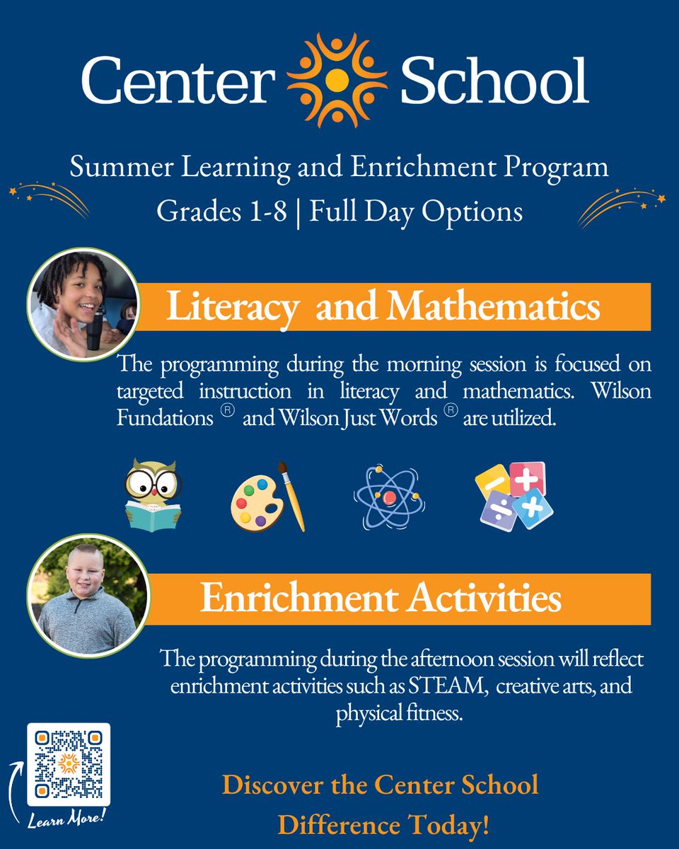School’s not out, but <a href="/CenterSchoolPA/">Center School</a>’s Summer Learning &amp; Enrichment Program is open for registration! Mornings: literacy &amp; math skills. Afternoons: STEAM activities. From phonics to art, enjoy fun learning all summer! #summerprogram #summerlearning #summerenrichment
