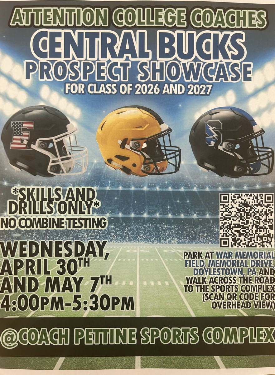 Central Bucks EAST Football (@cbeastfootball) on Twitter photo 📢 Attention College Football Coaches! Looking forward to seeing you at the 3rd Annual CB 🏈 Showcase next Wednesday April 30 and May 7! 🚀
<a href="/CBSouthFootball/">CB South Football</a> <a href="/westcbfootball/">CB West Football</a> <a href="/ArtisticMayhem1/">Michael Pietrangelo</a> <a href="/dmarkol/">Drew Markol</a> <a href="/TomMoorePhilly/">Tom Moore</a> <a href="/SOLsports/">SOLsports</a> <a href="/EPAFootball/">EasternPAFootball</a> <a href="/PaFootballNews/">Pennsylvania Football News</a> <a href="/CBSDSchools/">Central Bucks SD</a> 📢 Attention College Football Coaches! Looking forward to seeing you at the 3rd Annual CB 🏈 Showcase next Wednesday April 30 and May 7! 🚀
<a href="/CBSouthFootball/">CB South Football</a> <a href="/westcbfootball/">CB West Football</a> <a href="/ArtisticMayhem1/">Michael Pietrangelo</a> <a href="/dmarkol/">Drew Markol</a> <a href="/TomMoorePhilly/">Tom Moore</a> <a href="/SOLsports/">SOLsports</a> <a href="/EPAFootball/">EasternPAFootball</a> <a href="/PaFootballNews/">Pennsylvania Football News</a> <a href="/CBSDSchools/">Central Bucks SD</a>