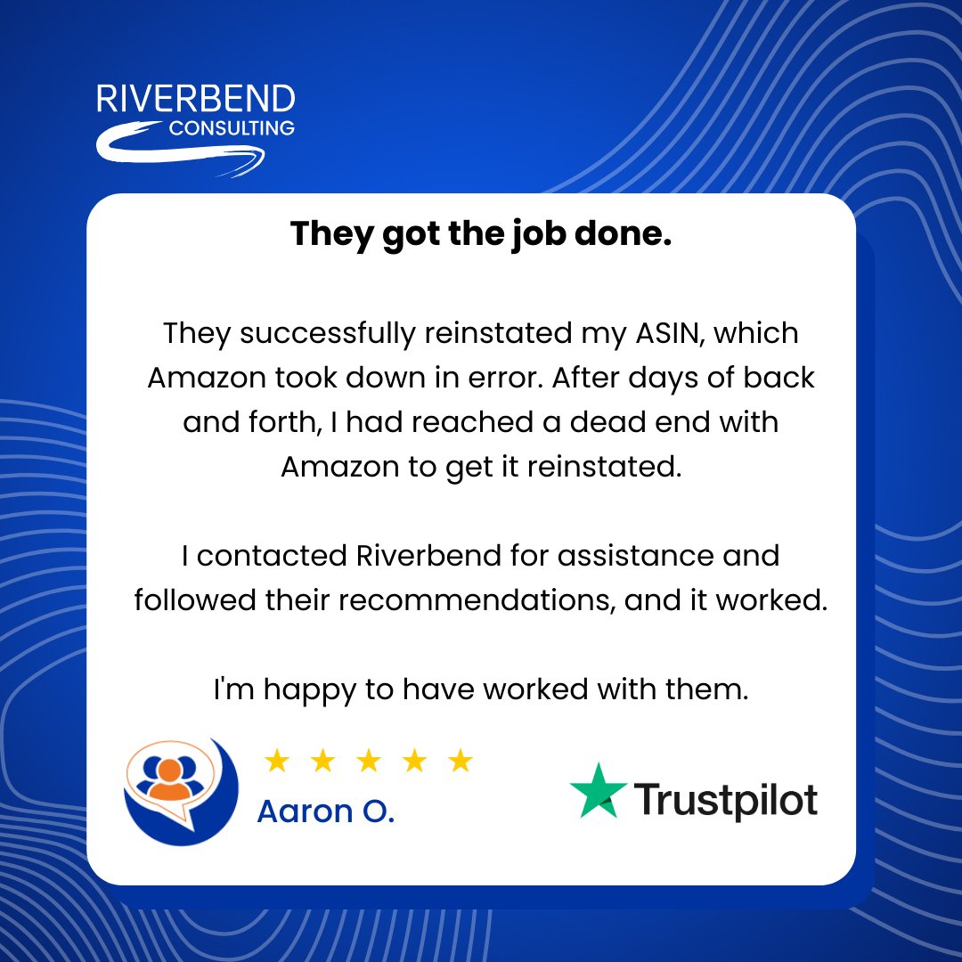 RiverbendConsul's tweet image. When Amazon says no, we find a way. 💪
ASIN taken down in error? We help sellers break through the dead ends and get listings reinstated.

Let’s handle the Tough Stuff together. 👉 hubs.ly/Q02P8vcV0

#AmazonSellers #ASINReinstatement #FBAHelp #EcommerceSupport