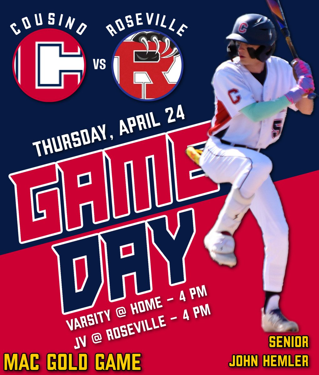 Today is the conclusion of our series vs Roseville.  Come out and support our teams. <a href="/CousinoAthletic/">Cousino Athletics</a>